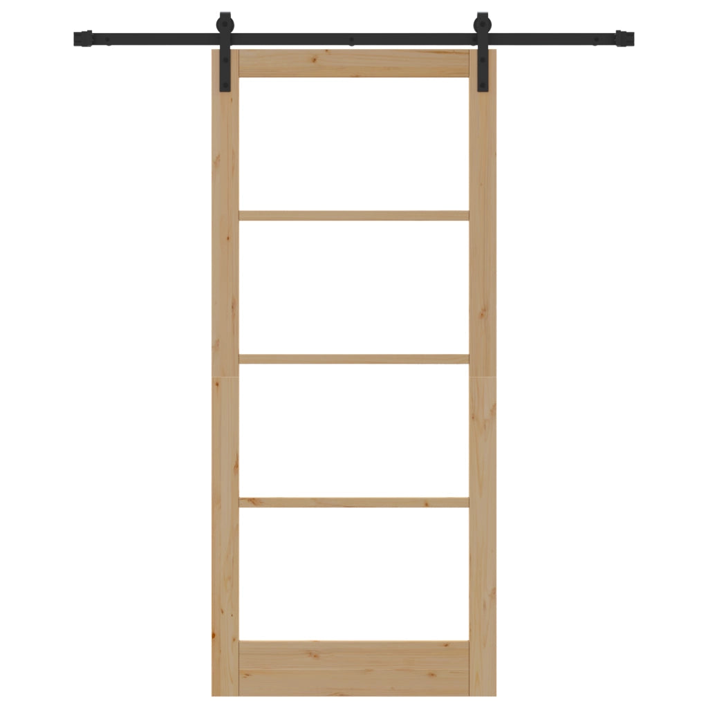 Porta Scorrevole con Set Hardware 'ORKDAL'Legno Massello e Vetro