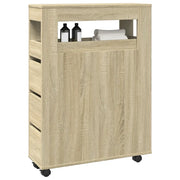 Mobile da Bagno Stretto con Ruote Rovere Sonoma in Truciolato 855270