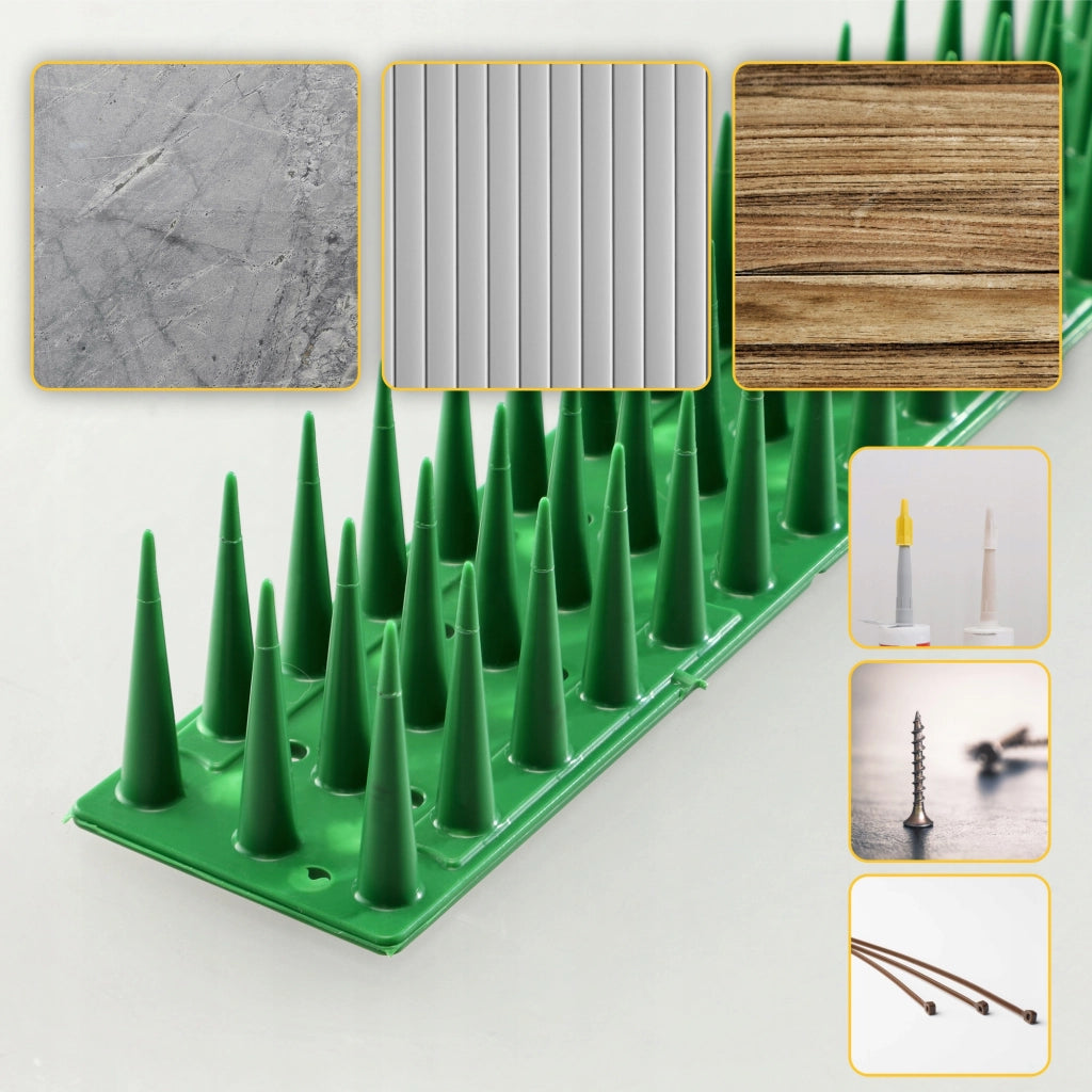 Punte anti-piccioni KADAX, 51 cm, in plastica densa e resistente, 48 pezzi