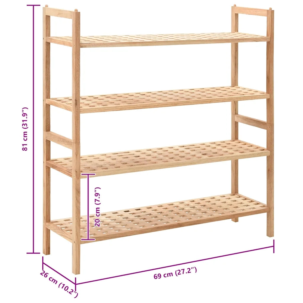 Scarpiera-Scaffale per scarpe in Legno Massello di Noce 69x26x81 cm