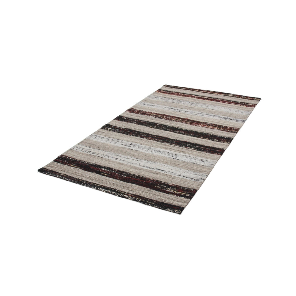 Tappeto Evita 200 Kilim in Lana e Seta Bianco e Nero