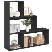 Libreria Divisorio 3 Ripiani-Scaffale per Libri-Mobile di Stoccaggio Nera 123x29x123 cm in Truciolato