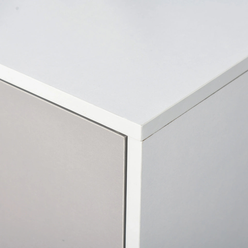Cassettiera a 3 ante con ripiani aperti ¨C zephmum ¨C 96x30x75 cm bianco grigio