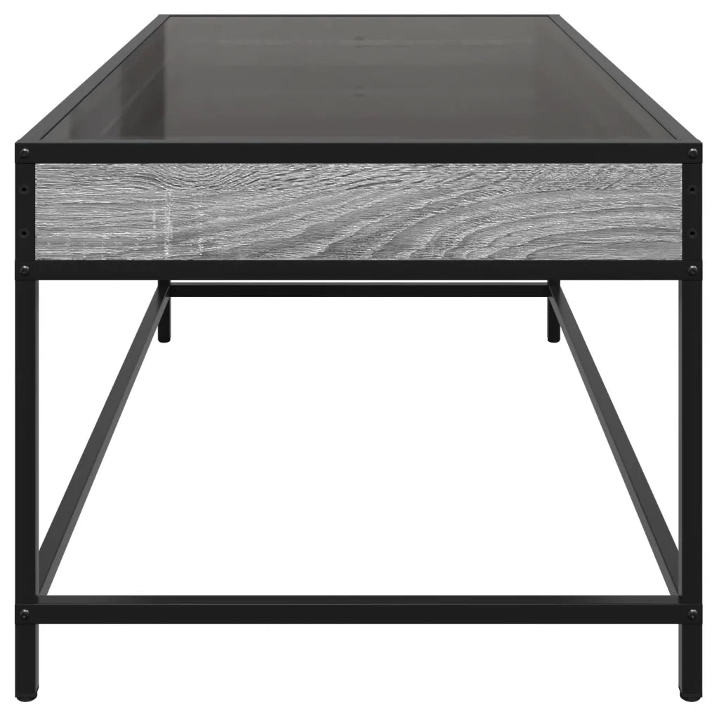 Tavolino da Salotto con LED Infinity-Tavolino da soggiorno Grigio Sonoma 90x50x41 cm