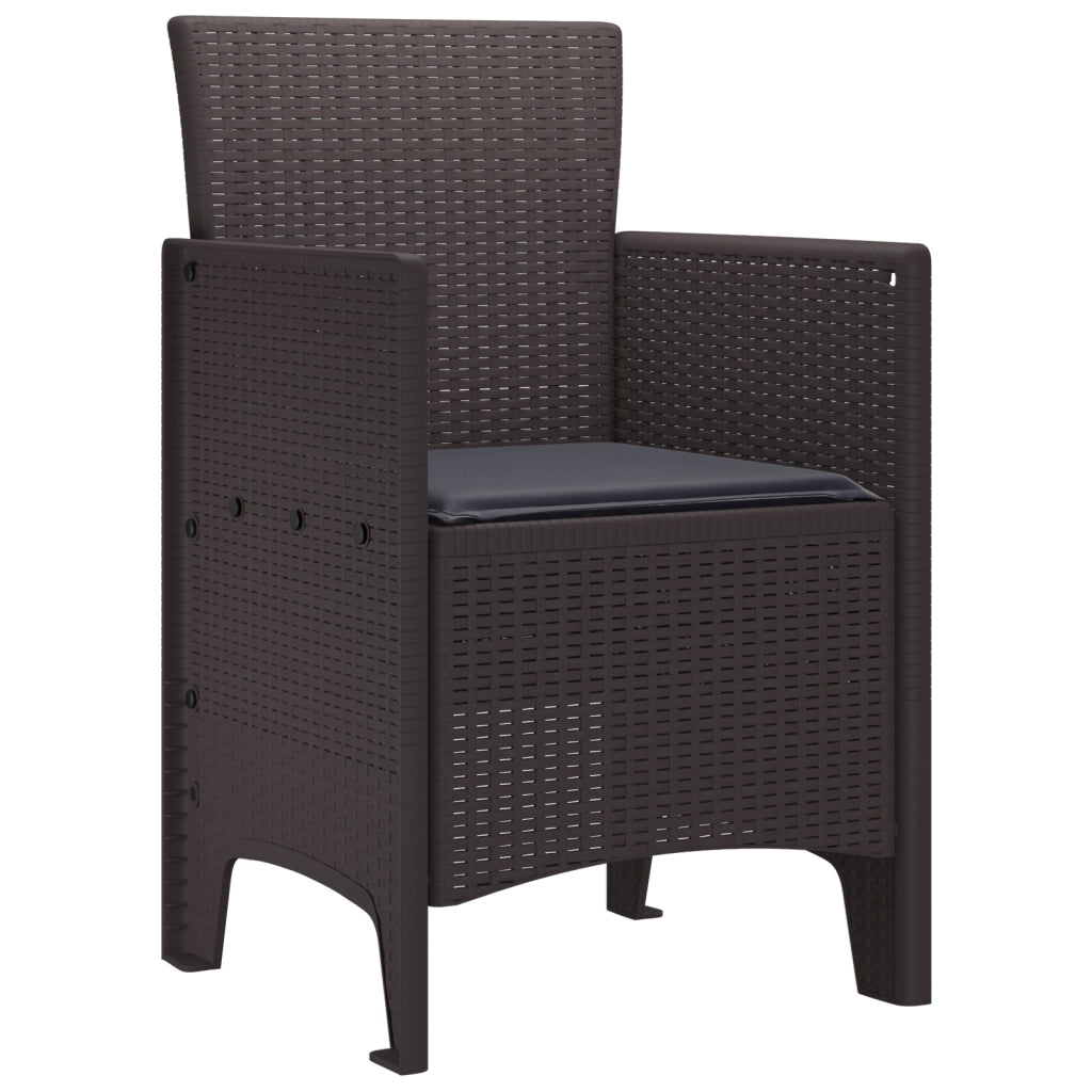 Sedie da Giardino con Cuscini 2 pz Marrone Polyrattan