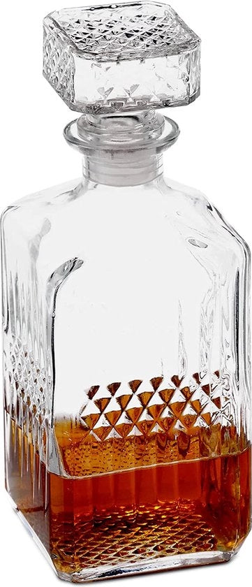 Set per bicchieri di whisky in cristallo di rocca - Decantatore in vetro grattato per whiskey e brandy