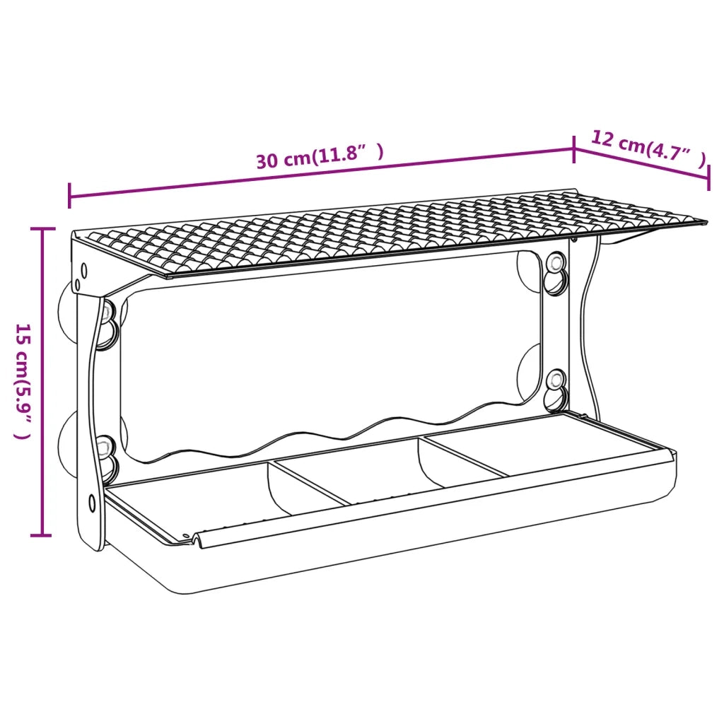Mangiatoie per Uccelli da Finestra 2 pz in Acrilico 30x12x15 cm CFW5607349