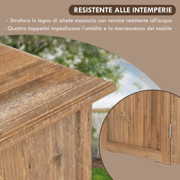 Casetta Box Da Giardino a 2 Ante Stile Country 77x55x72 cm in Legno Marrone