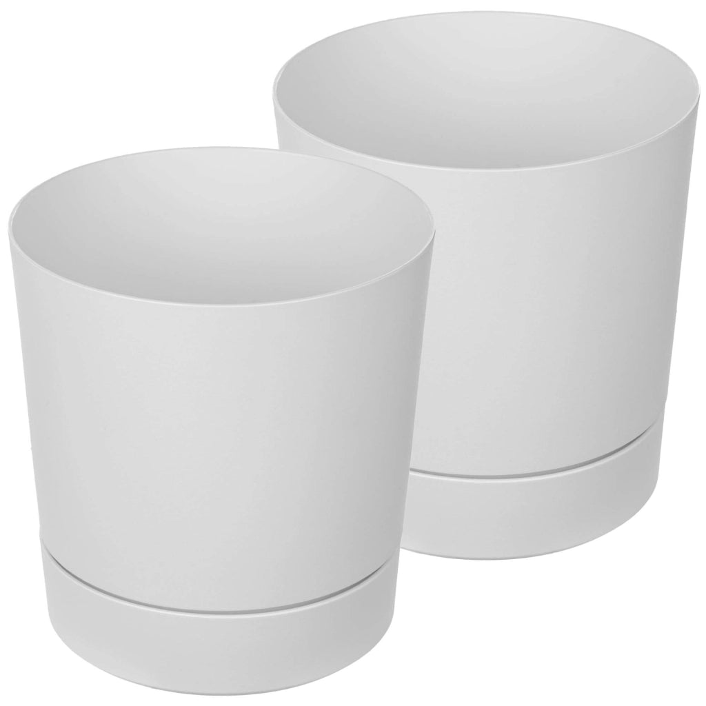 Vaso da fiori KADAX con coprivaso e sottovaso, rotondo, 20 cm, set da 2