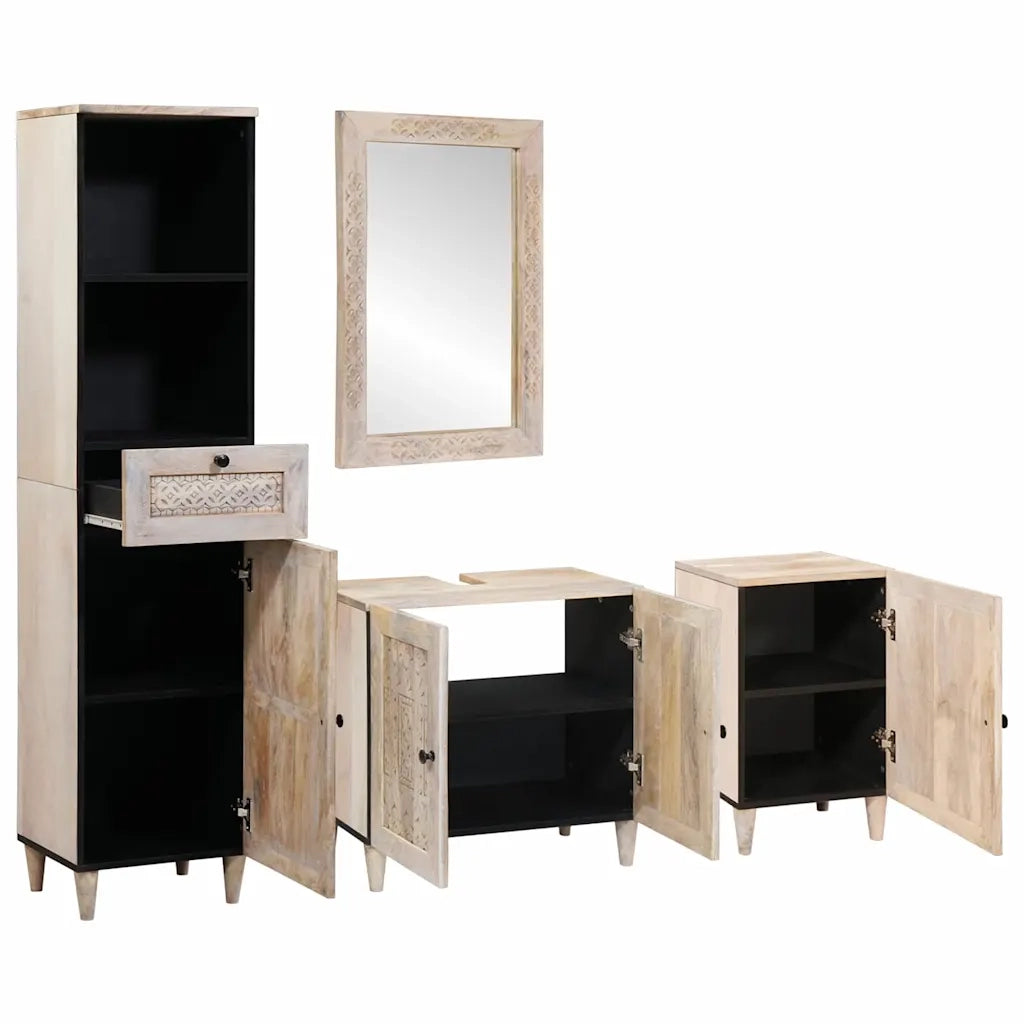 vidaXL Set di mobili per il bagno 4 pcs Bianco 38 x 33 x 160 cm