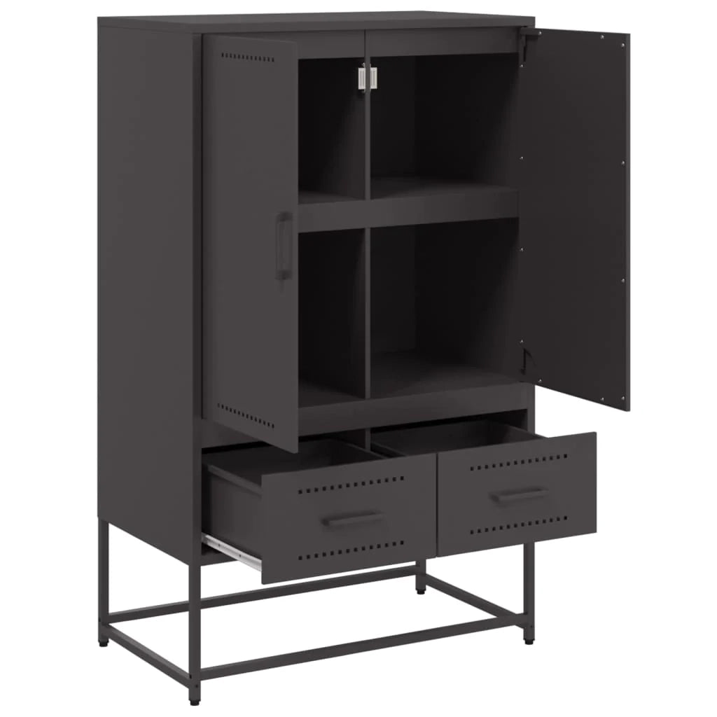 Buffet credenza cassettiera mobiletto mobile contenitore organizer cucina soggiorno salotto alto 68 x 39 x 111,5 cm acciaio nero 02_0034963