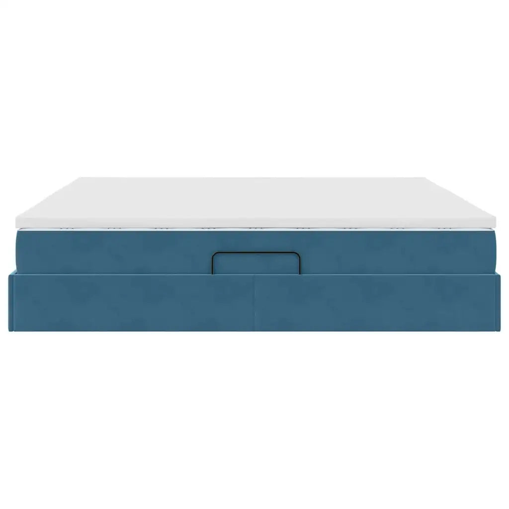 Letto con contenitore e materasso Blu Scuro 200 x 200 cm