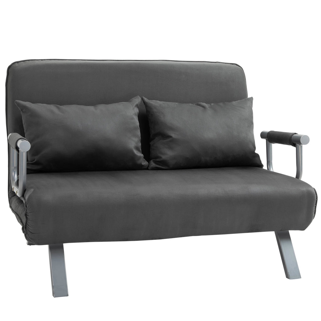 Divano Letto 2 Posti in Similpelle e Acciaio ¨C zephmum ¨C Grigio, 105x80x78 cm