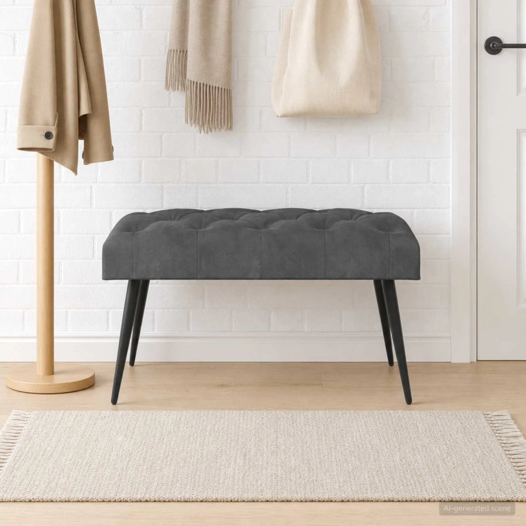 Panchina con bottoni imbottiti Grigio Scuro 80 x 40 x 46 cm 42038558