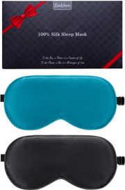 Slaapmasker per 2 pezzi in 100% naturale pelle di mora, 100% bloccante luce, con cintura elastica regolabile per viaggiatori