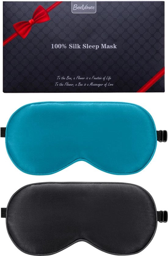 Slaapmasker per 2 pezzi in 100% naturale pelle di mora, 100% bloccante luce, con cintura elastica regolabile per viaggiatori