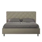 Letto matrimoniale con rete imbottito 160x200 similpelle cappuccino Priya