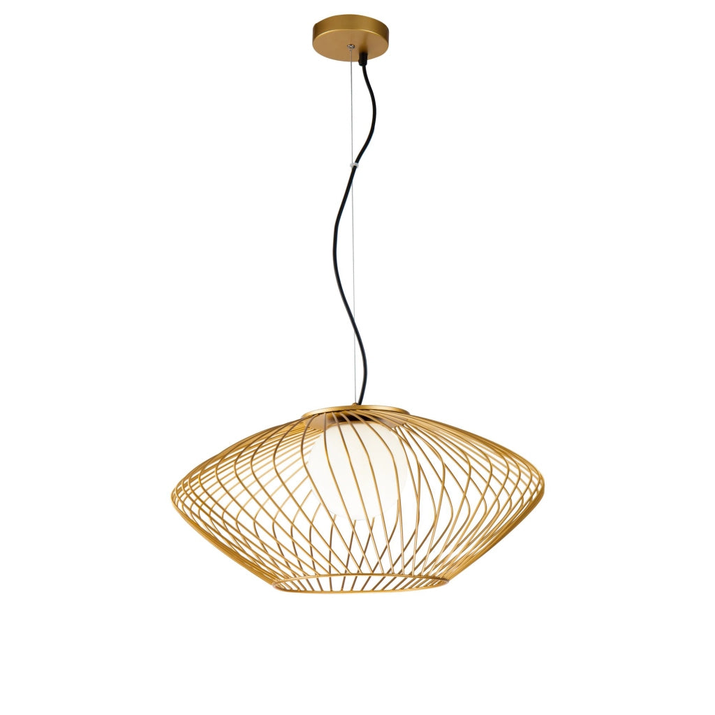 Maytoni Lampadario contemporaneo Plec 1 luce E27 oro metallo diffusore vetro bianco