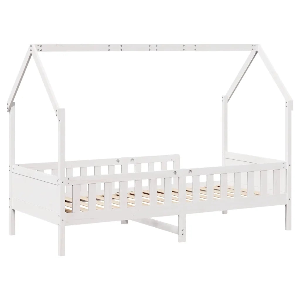 Giroletto Casetta Bambini Bianco 90x200 cm Legno Massello Pino