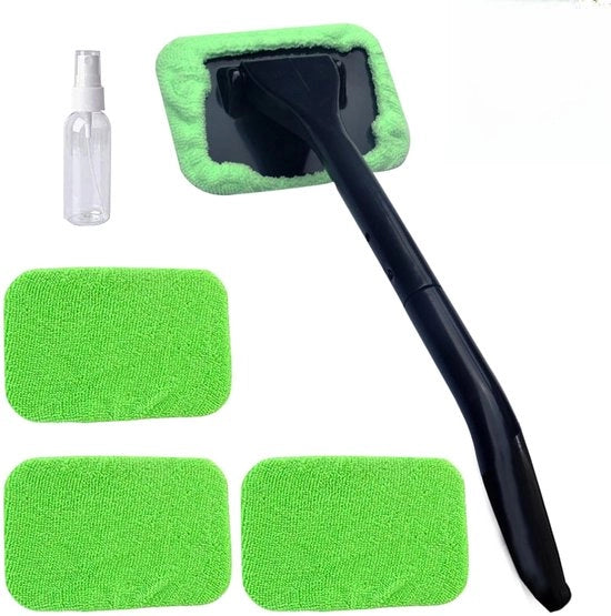 Kit di pulizia parabrezza, con 4 microfazzoletti in microfibra, 1 flacone spray, 1 set di maniglie rimovibili