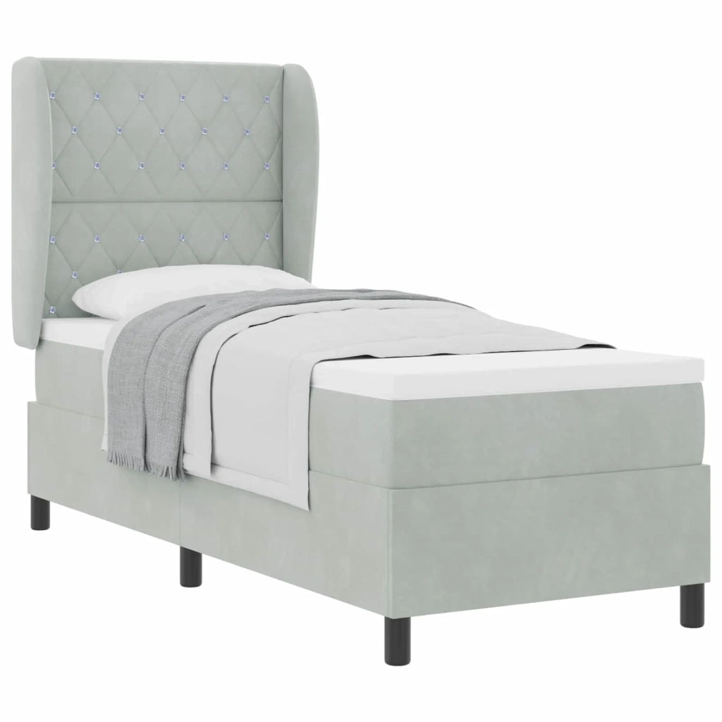 Letto a molle con materasso Grigio chiaro 200 x 80 cm Velluto 3340844
