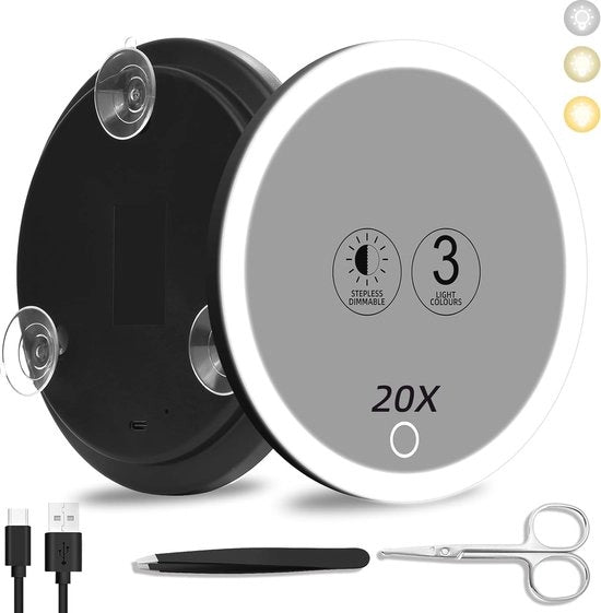 Vergogna con Illuminazione - 20x Amplificazione, Specchio Portatile per Make-up e Cura Perfetta