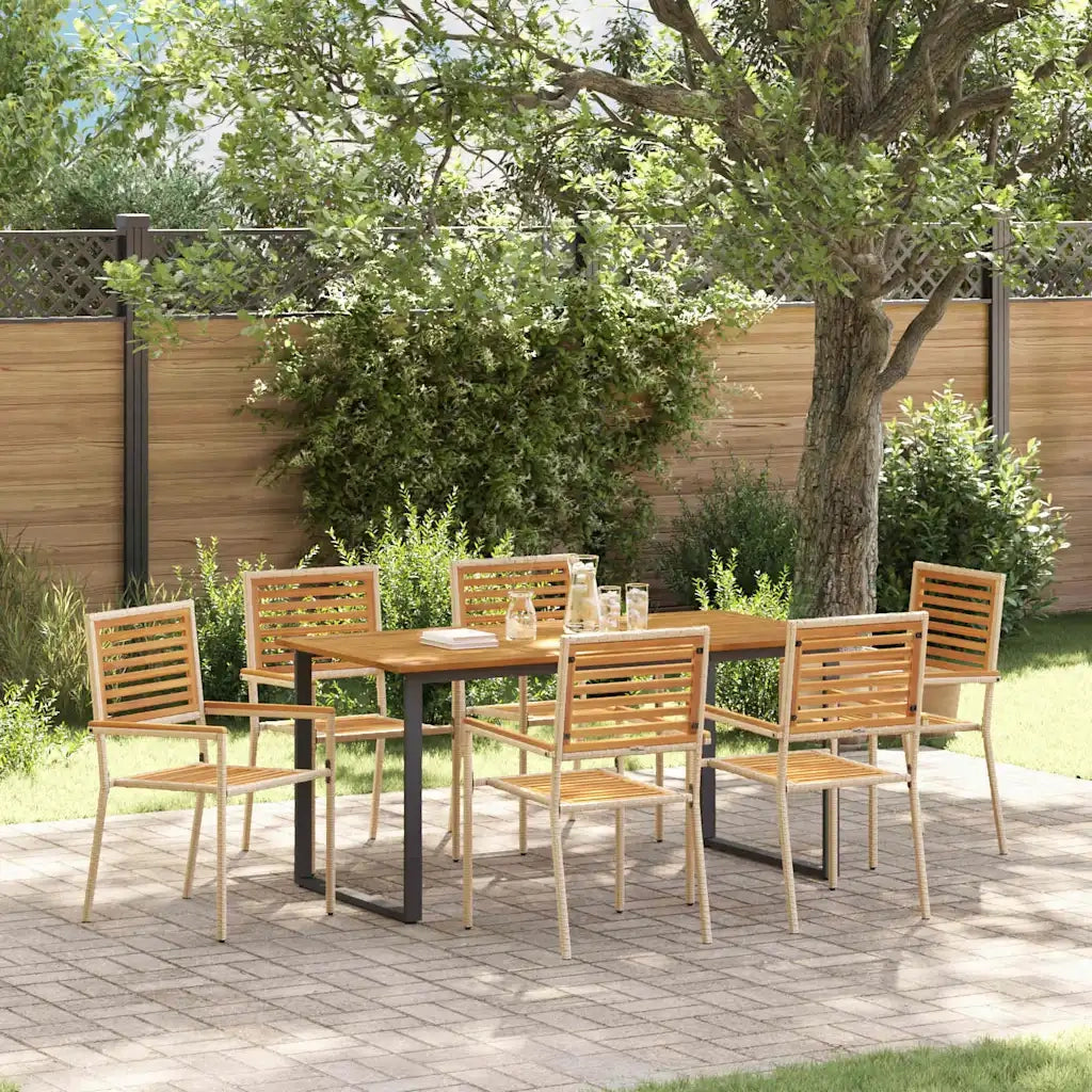Set da Pranzo per Giardino 7 pcs Beige Legno di Acacia Massello 3365462