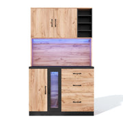 Colonna da cucina con 3 cassetti; ripiani regolabili e LED - per cucina - in MDF - 105×40×180 cm - neutro