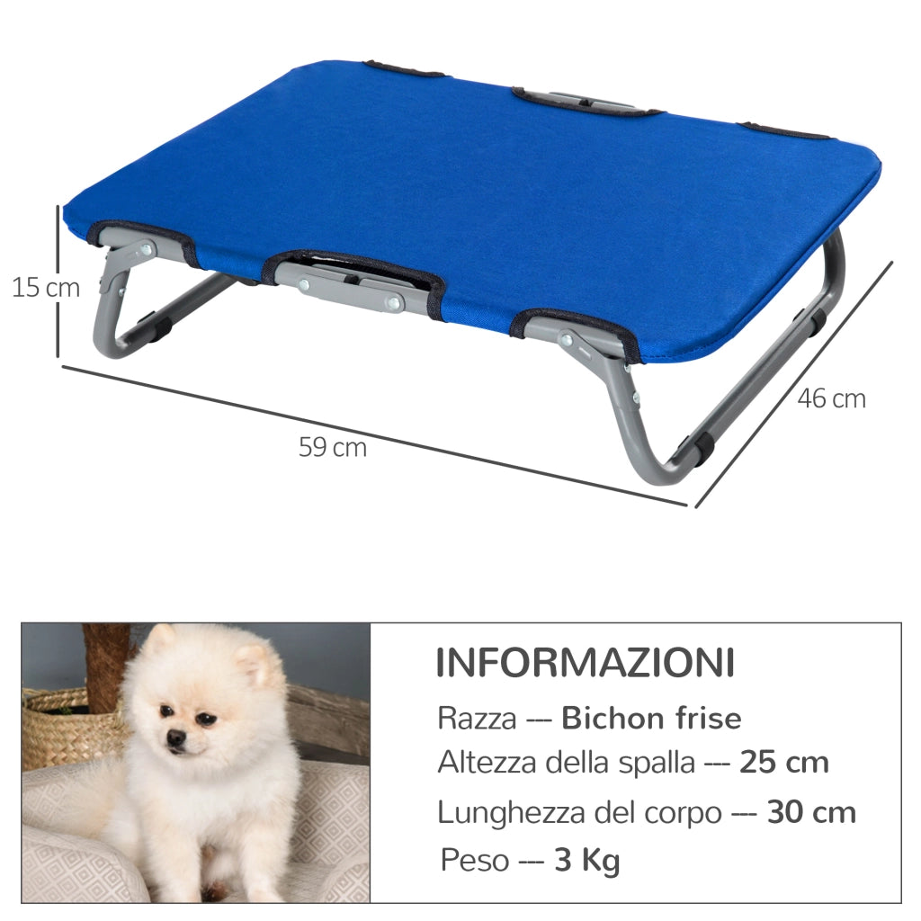Brandina per Cani Pieghevole Rialzata ¨C zephmum ¨C Blu 59x46x15 cm