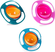 Set di 3 Bicchieri Gyro a 360° Rotanti con Coperchio Resistenti ai Morsi per Bambini - Lavastoviglie - Colori: Arancione, Blu, Verde