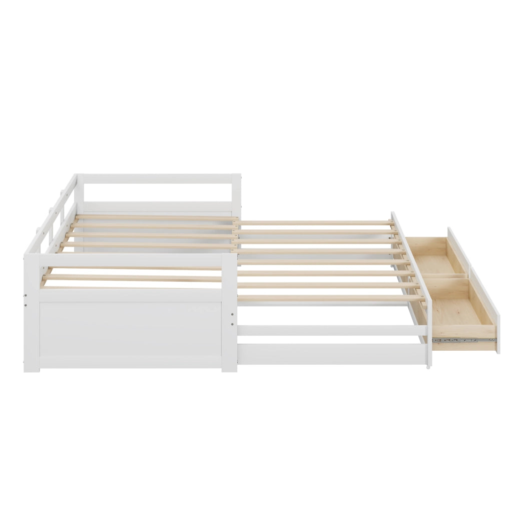 Divano letto estraibile 90/180 x 200 cm con 2 cassetti bianco