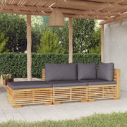 Set Divani da Giardino 3 pz con Cuscini Legno Massello di Teak 3100906