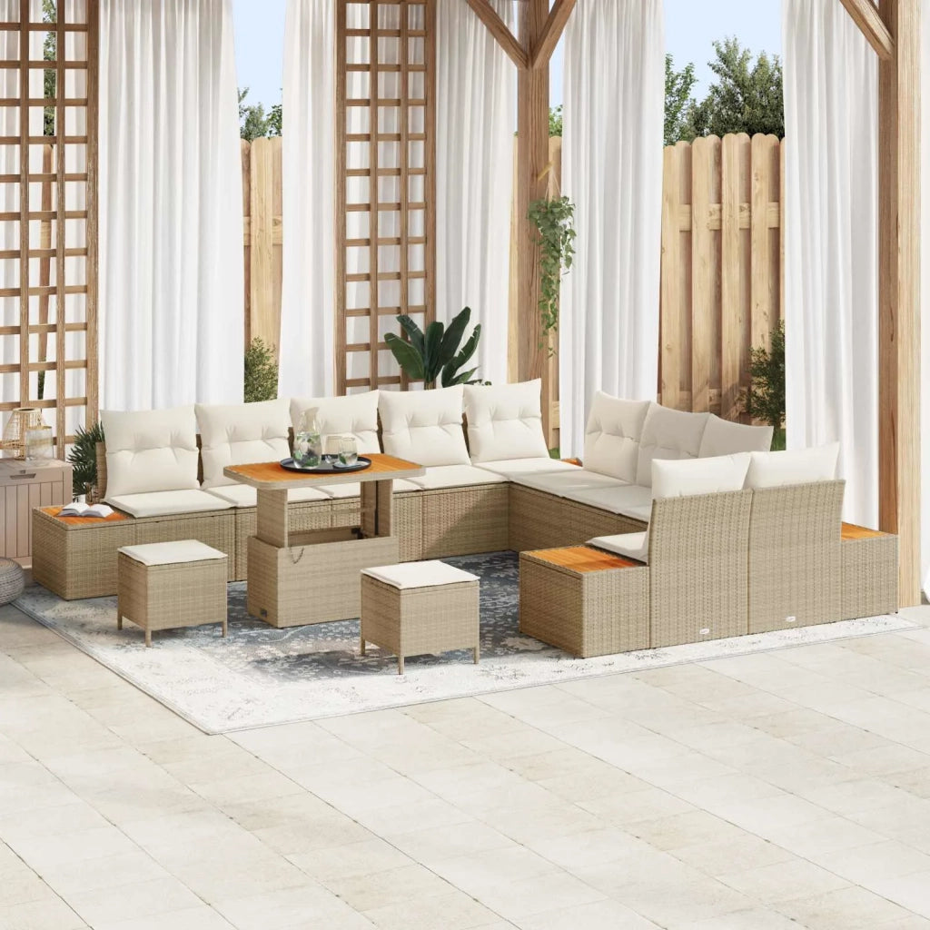 Set Divano da Giardino con cuscino 13 pcs Beige e Crema 3363366