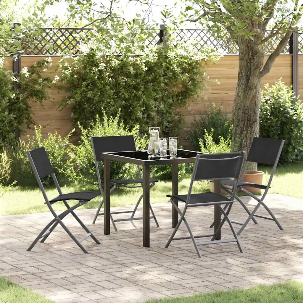Set da Pranzo per Giardino 5 pcs Nero