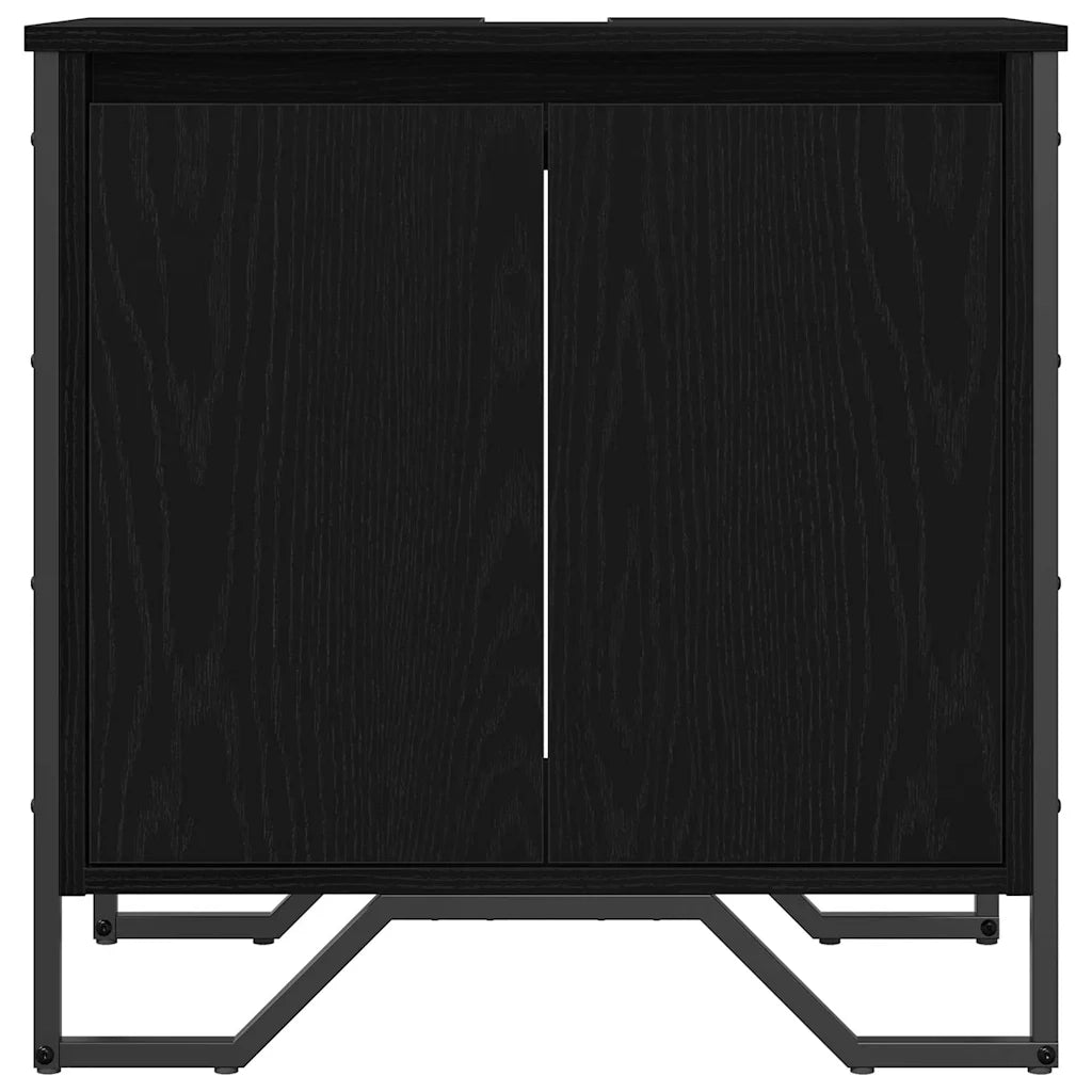 Mobile Lavabo | Armadio per Lavabo da Bagno Rovere Nero 60 x 35 x 60 cm
