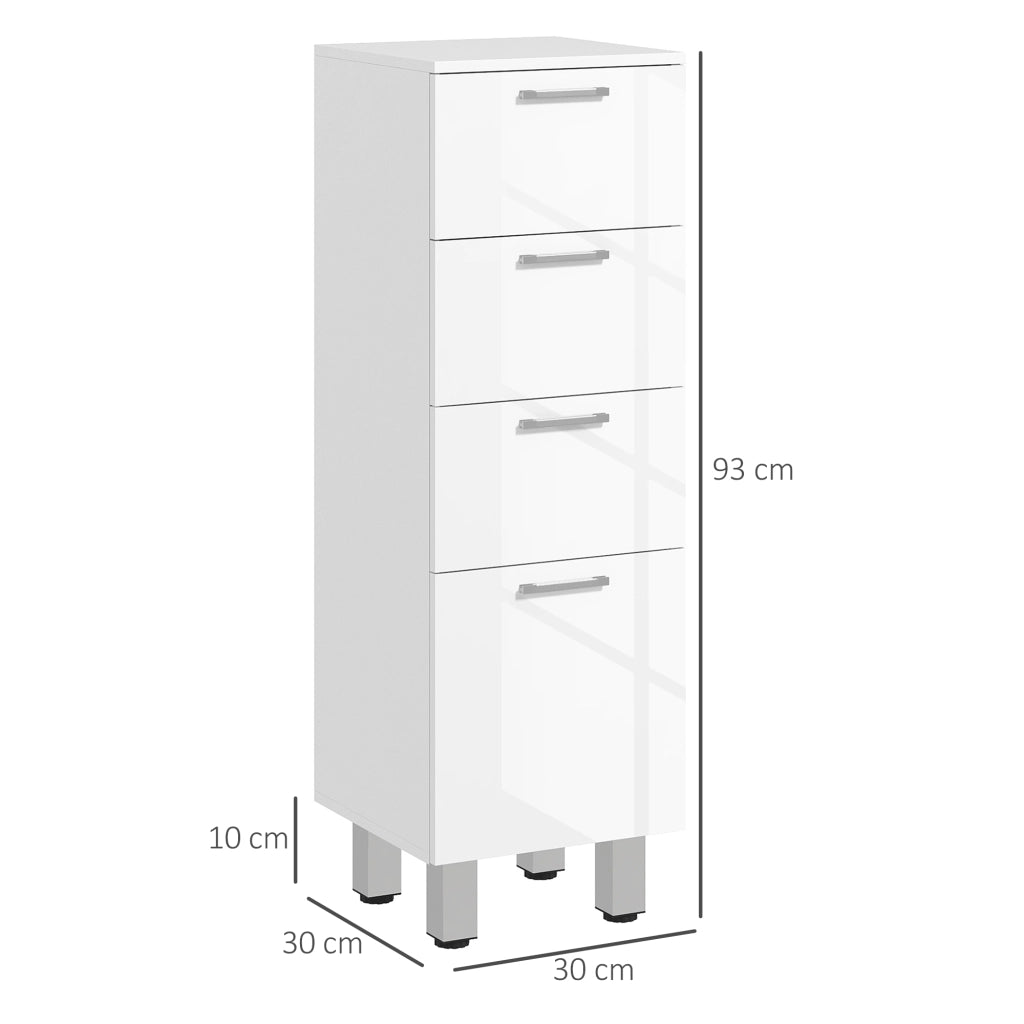 Mobile da bagno con 4 cassetti ¨C zephmum ¨C bianco 30x30x93 cm