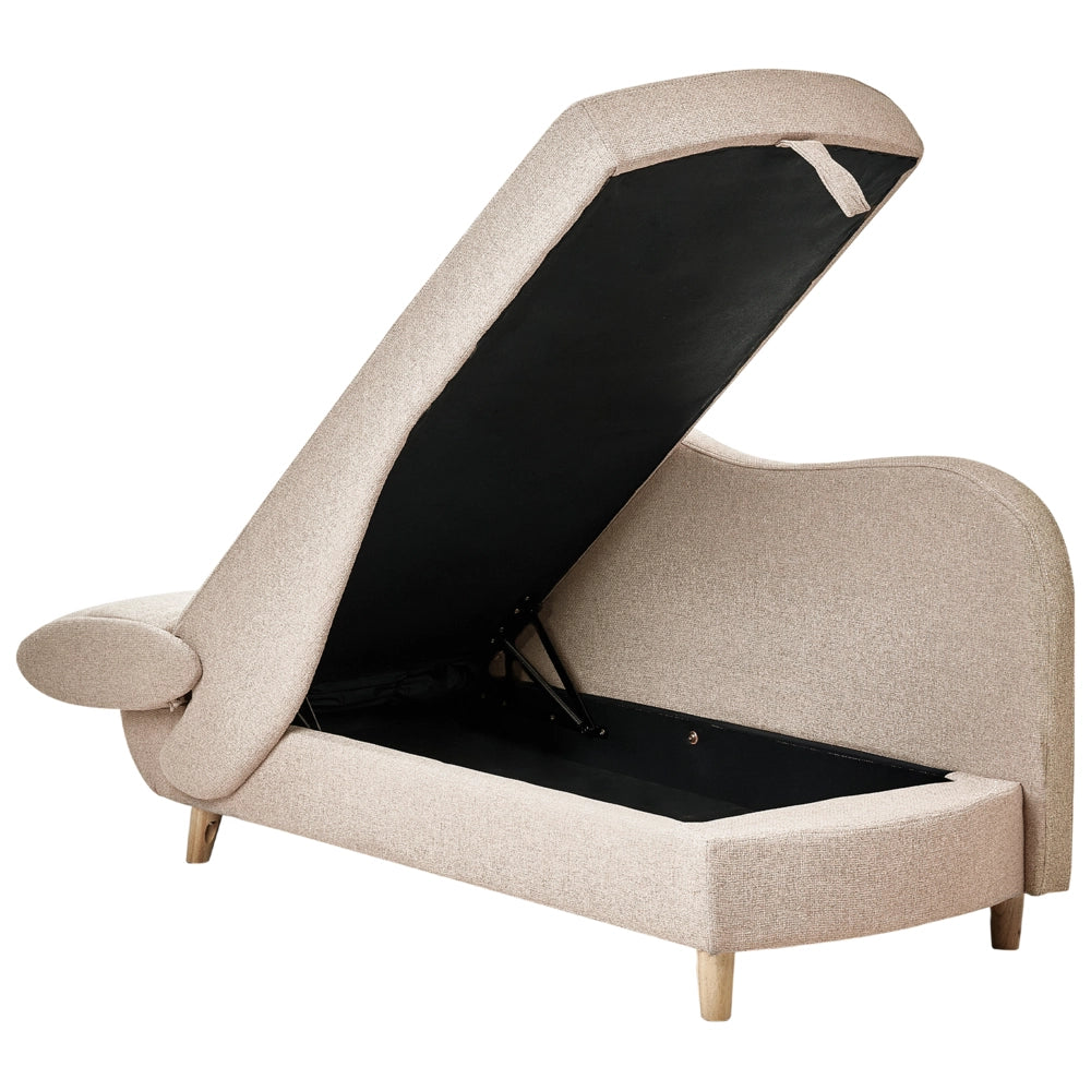 Chaise longue a sinistra in tessuto marrone chiaro con contenitore per il soggiorno moderno