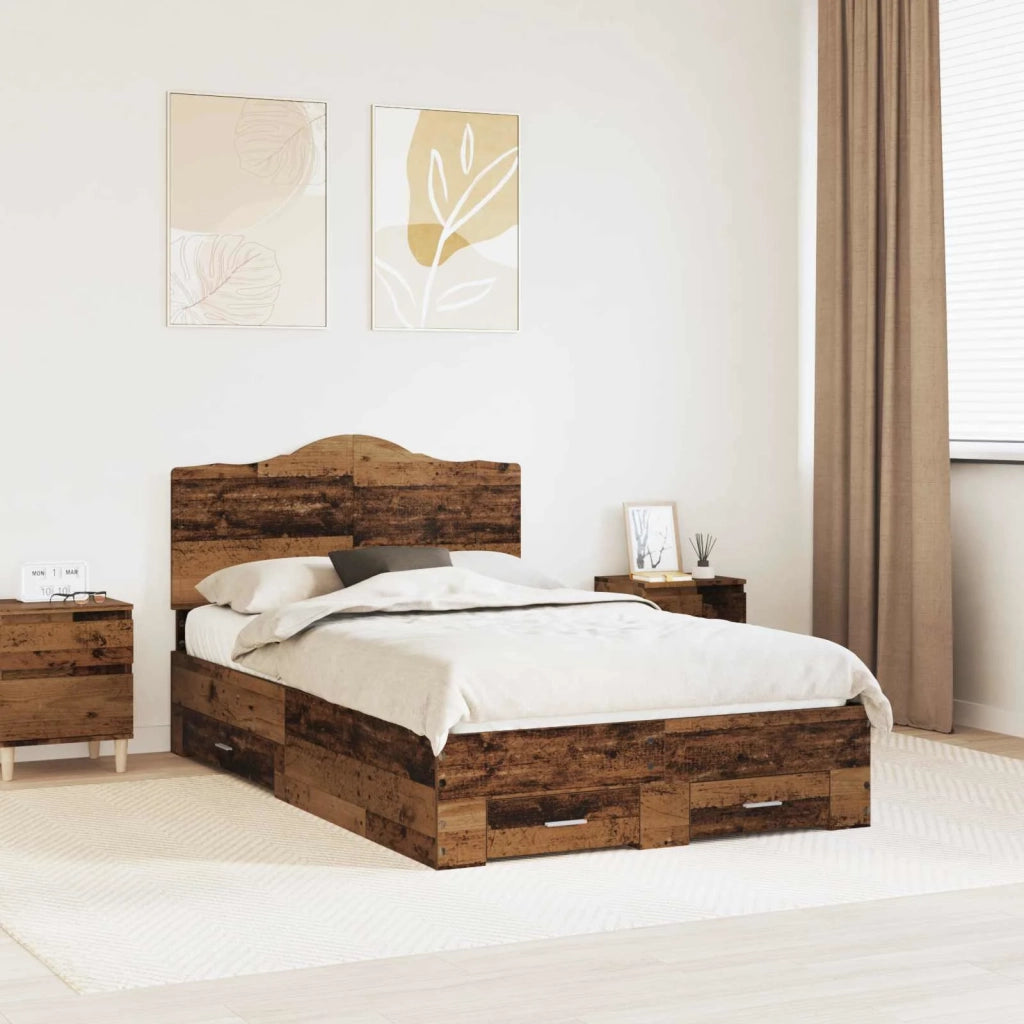 Struttura del letto con testiera Legno vecchio 120 x 190 cm