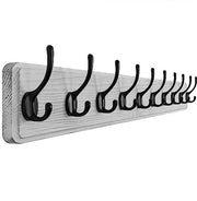 Kapstok hout bianco, 98 cm lungo attacco a muro in legno, stile rustico, attacco a muro stabile con 10 ganci