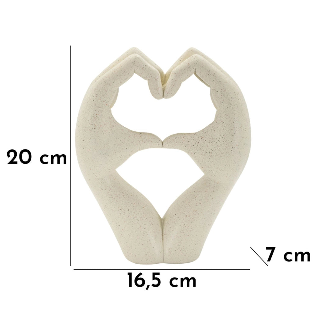 Scultura Cuore 1, Beige, Poliresina, 16,5x7x20 cm