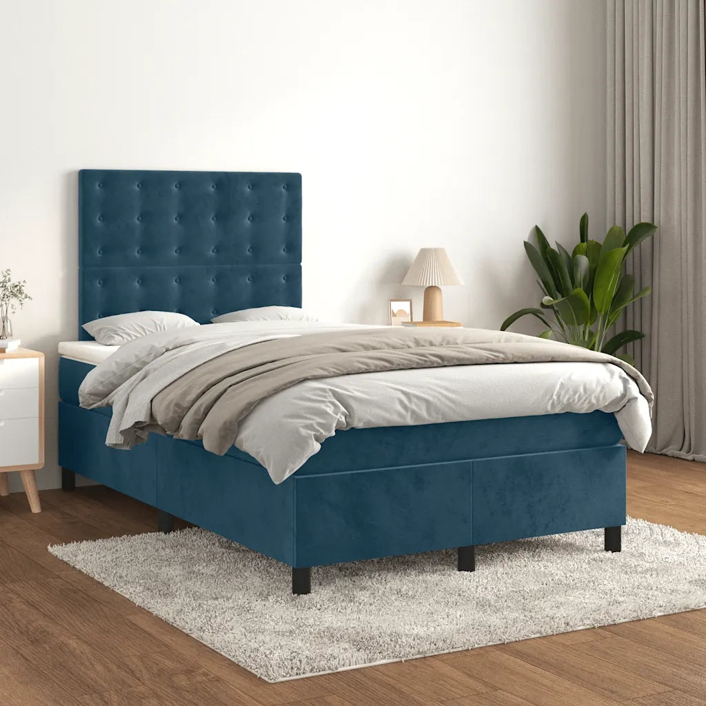Giroletto a Molle con Materasso Blu Scuro 120x200 cm in Velluto 3143257