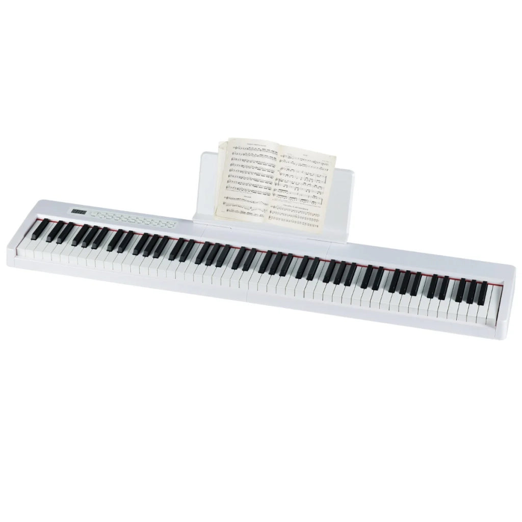 Tastiera per pianoforte a 88 tasti 125 x 24 x 6 cm per suonare in duo comoda finitura bianca PS 20_0011453