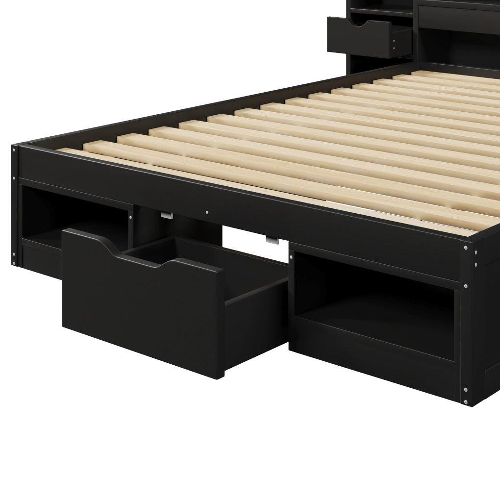 LETTO a piattaforma 140x200 cm con testiera e pediera contenitore nero