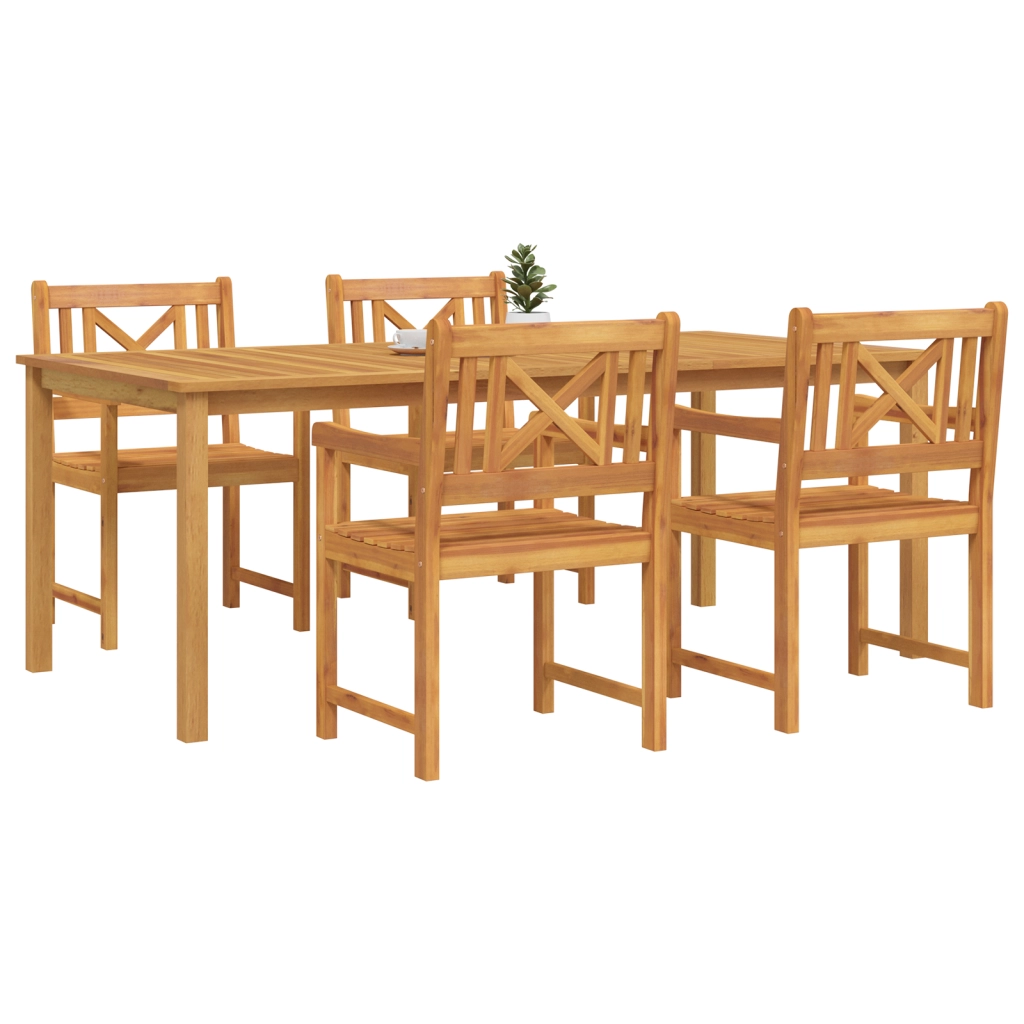 Set da Pranzo da Giardino 5 Pezzi in Legno Massello di Acacia