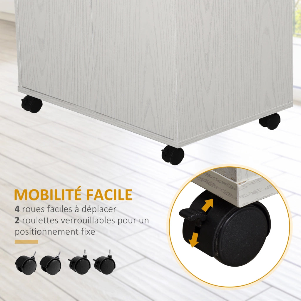 Carrello per microonde con ante ¨C zephmum ¨C bianco 60.4x40.3x97 cm