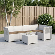 Divano da Giardino 5 Posti con Cuscini Stile Rattan PP Bianco 3444080