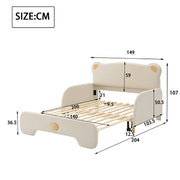 Letto a castello per bambini a forma di orso - Xylo - 140x200 cm - Beige - Bordo di protezione morbido