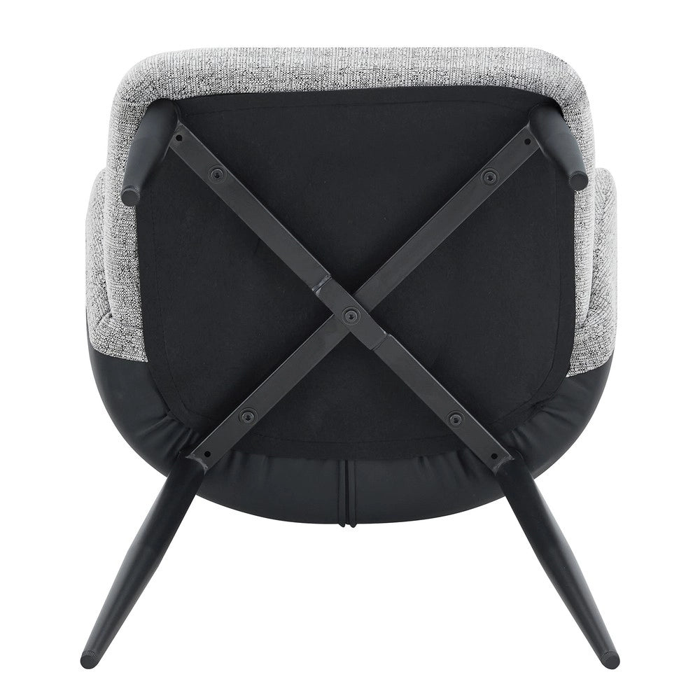 Sedie da Pranzo Imbottite Set 2 Pezzi ¨C MINIMAL ¨C Tessuto Grigio e PU Nero, Gambe in Metallo