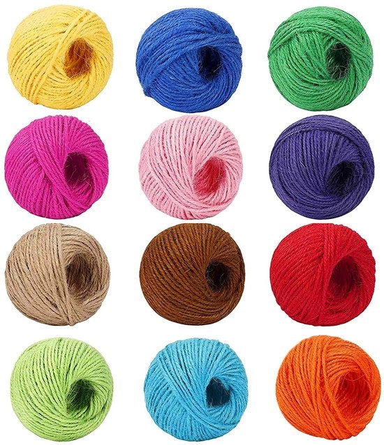 Tessuto di Juta 2mm - 12 pezzi - Tessuto naturale - Tessuto decorativo - Tessuto di Canapa - Adatto per pareti da foto - Tessuto decorativo