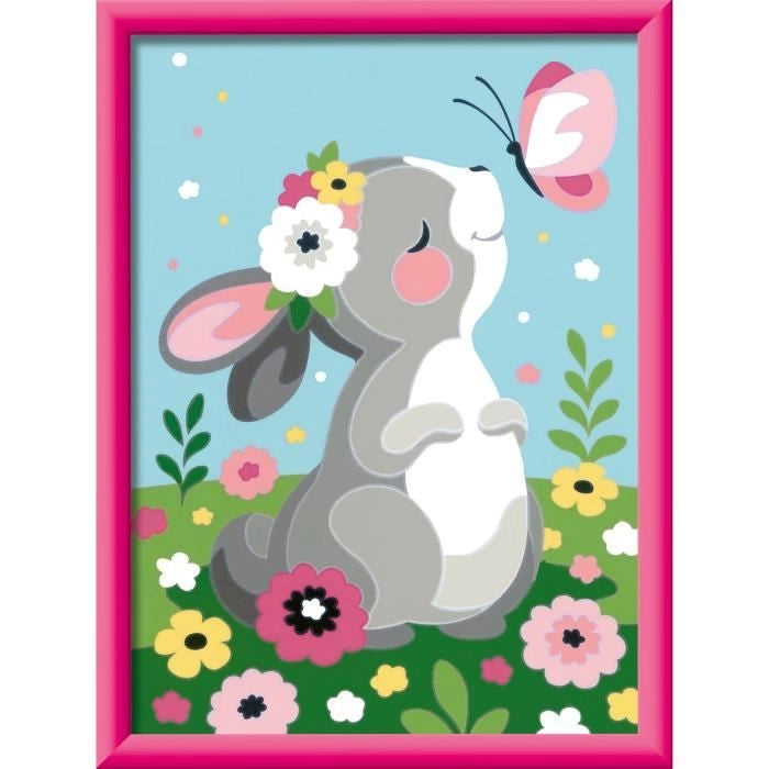 CreArt Kids 18x24cm Coniglio e farfalla, Kit di pittura con i numeri, Numero d'arte, Età 7+, 25836, Ravensburger